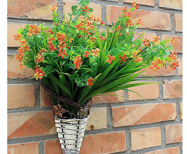 Simulation Vase Flower Basket Wall Hanging Iron Rattan Wall Hanging Flower Ware Indoor Decoration Hanging Basket Flower Art