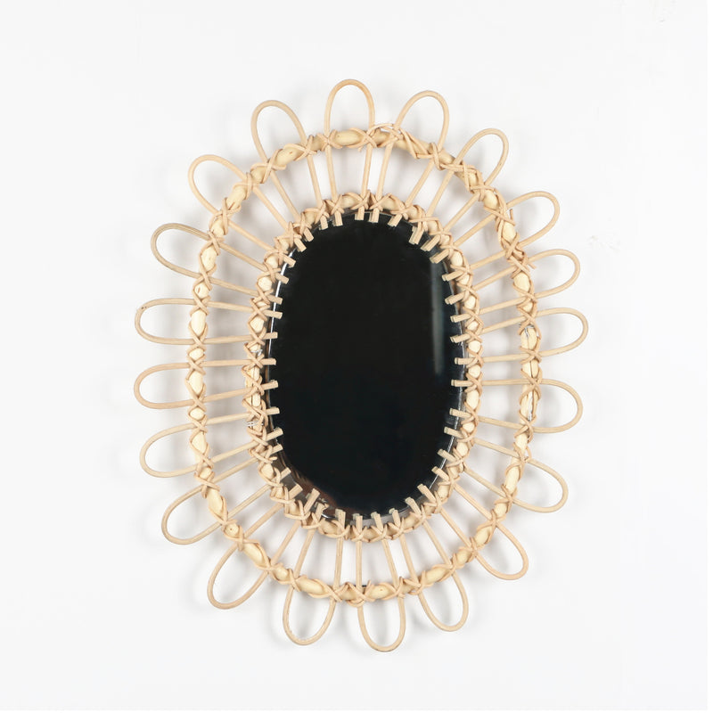 Wall-mounted Wicker Decorative Mirror