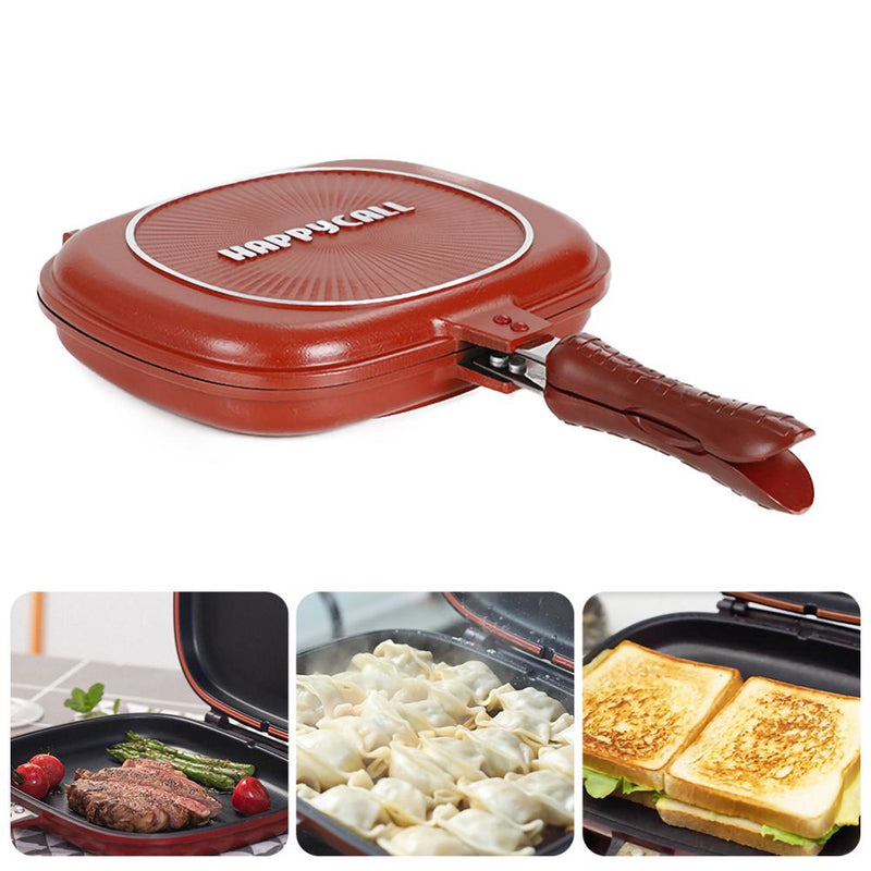 Barbecue Frying-Pan Cooking-Tool Non-Stick Double-Sided Cookware Outdoor And 28CM